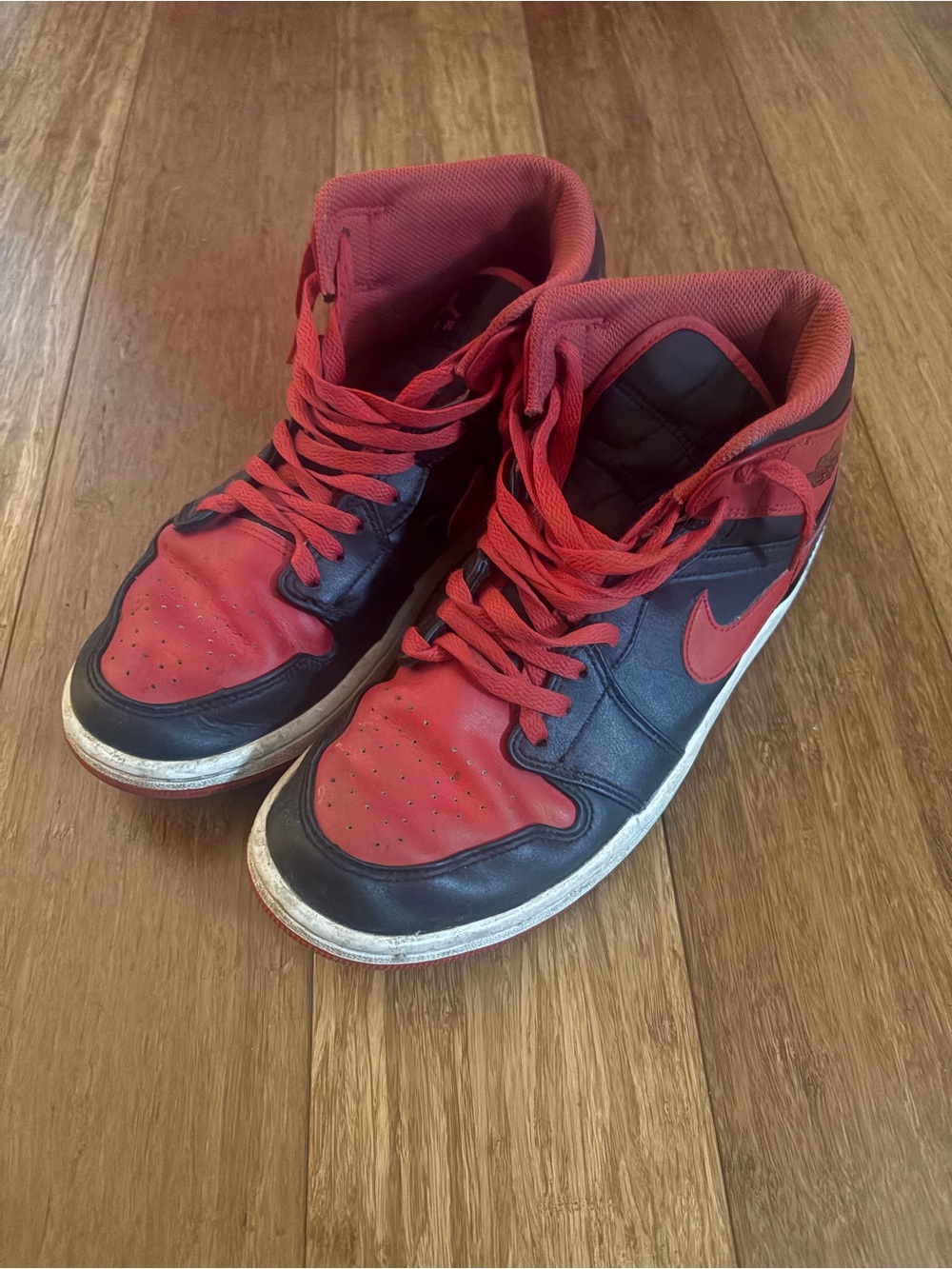 Nike J1 Red and Black High-Top Sneakers